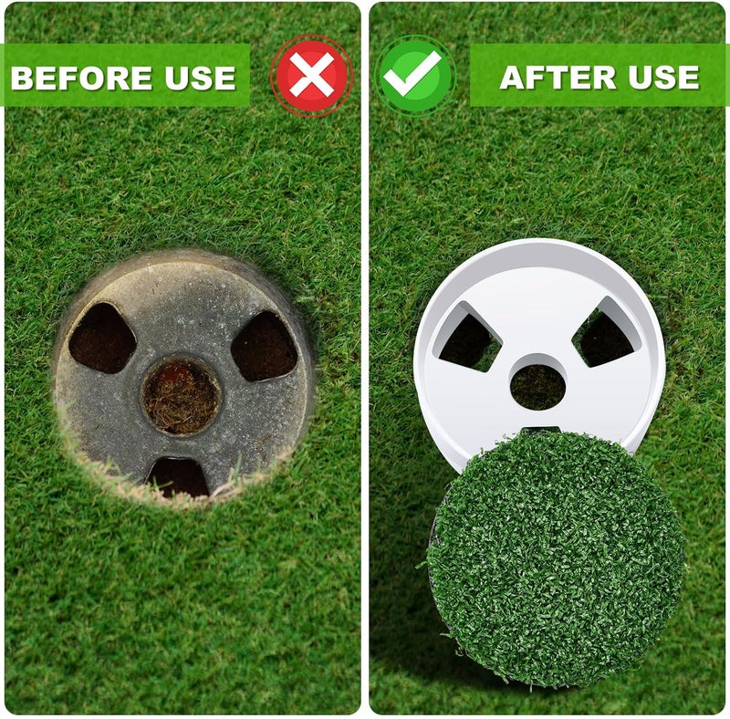 Seenelling 2 Sets Golf Hole Cup for Putting Green Golf Accessories for Backyard Practice with Plastic Hole Cups Cover for Base Enhanced Home Golfing Experience - Image 2